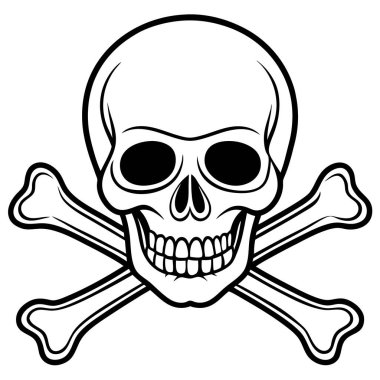 Skull and crossbones line art, vector illustration on white background. clipart