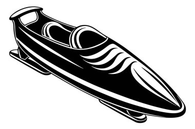 Black and white Bobsleigh illustration, on white background. clipart