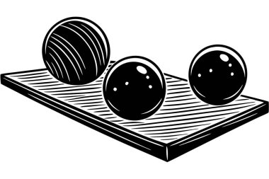 Black and white Bocce illustration, on white background. clipart