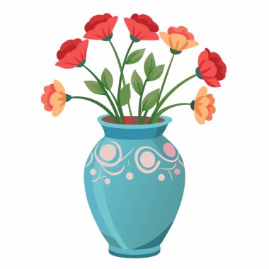 Ceramic Realistic vase for flowers, isolated on a white background. clipart