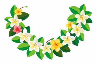 Hawaii Frangipani Çiçek Çelengi (Lei) Beyaz Arkaplan Kesimi 'nde İzole Edildi.