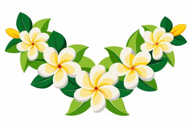 Hawaii Frangipani Çiçek Çelengi (Lei) Beyaz Arkaplan Kesimi 'nde İzole Edildi.