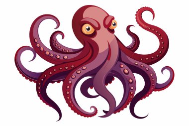 Octopus Tentacles Set - Kraken or Squid Palps, Underwater Antennas and Feelers on White Background clipart