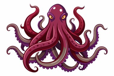 Octopus Tentacles Set - Kraken or Squid Palps, Underwater Antennas and Feelers on White Background clipart