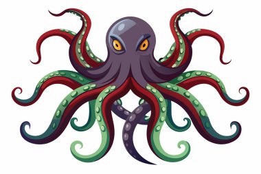 Octopus Tentacles Set - Kraken or Squid Palps, Underwater Antennas and Feelers on White Background clipart