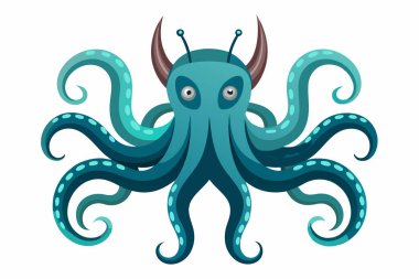 Octopus Tentacles Set - Kraken or Squid Palps, Underwater Antennas and Feelers on White Background clipart