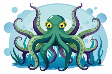 Octopus Tentacles Set - Kraken or Squid Palps, Underwater Antennas and Feelers on White Background clipart