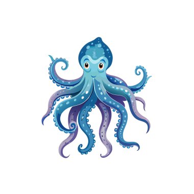 Hand-Drawn Watercolor Sea Animal Illustration, Octopus on White Background. clipart