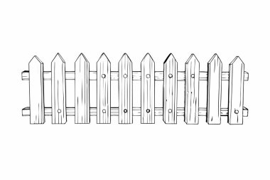 Siyah ve Beyaz Ahşap Çit Vektör Resimleri Beyaz Arkaplanda İzole Edildi