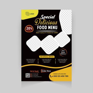 Yemek broşürü tasarımı. Fast food restoran menüsü.