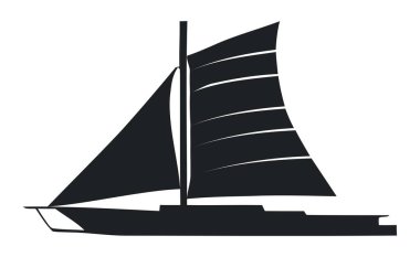 Yelkenli silueti siyah simge vektör görüntüsü