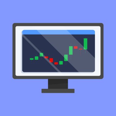 İş kar kaybı çizelgesi vektör simgesi. Bilgisayar vektörü üzerinde ticari ticaret mumu grafiği.