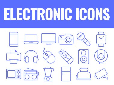 Elektronik Aygıtlar Simgeleri Vektörü Ayarla. Elektrik Aygıtı vektör simgeleri. ev aygıtları bilgisayar simgeleri