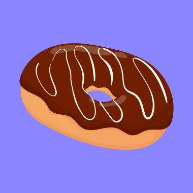 Çikolatalı Donut ikon vektörü. Çörek taşıyıcısı. Lezzetli çörek çizimi