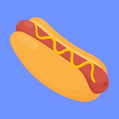 Hotdog ikon vektörü. Amerikan Hot Dog resimli fast food. hotdog illüstrasyon vektörü