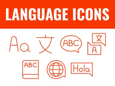 Dil simgeleri ayarlandı. dil simgeleri vektörü. dil çeviri vektörü.