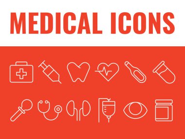 Tıbbi ikonlar hazır. Tıbbi sağlık ikonları vektörü. sağlık hizmeti simgeleri vektörü.