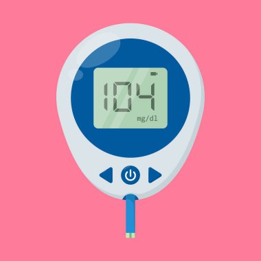 Glucometer Simge vektörü. Glikoz Ölçer çizim vektörü. Diyabet Glukometre simgesi