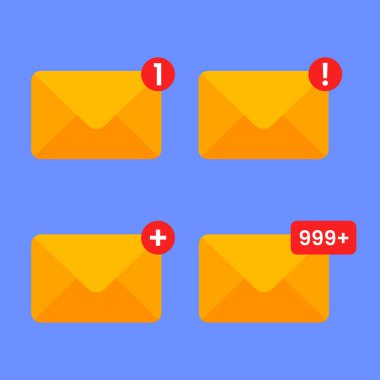 posta msg simgeleri vektör belirledi. E- posta bildirim vektörü. msg uyarı simgesi