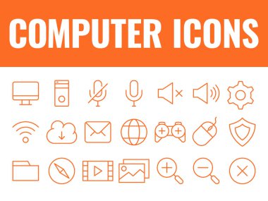 Bilgisayar Simgeleri vektör belirledi. Bilgisayar simgeleri vektörü. pc simgeleri çizimleri. masaüstü simgeleri