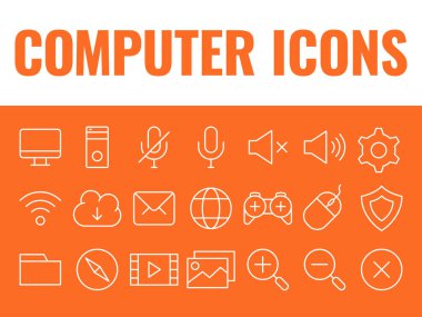 Bilgisayar Simgeleri vektör belirledi. Bilgisayar simgeleri vektörü. pc simgeleri çizimleri. masaüstü simgeleri