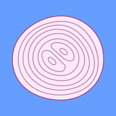 Soğan dilimi vektör simgesi. Soğan sebze dilimi çizimi. Soğan dilimlenmiş simge