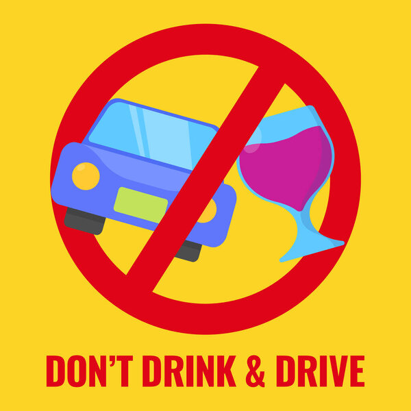 Не пить и не садиться за руль. Вектор предупреждающих знаков питья и вождения