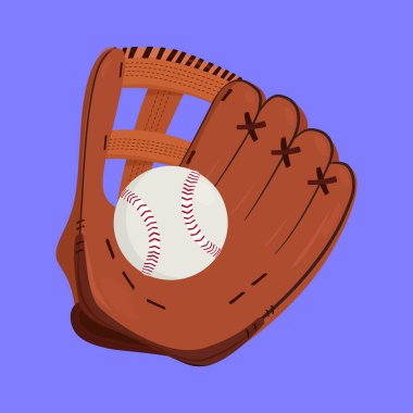 Baseball leather glove vector icon. baseball sports glove illustration with the ball. clipart