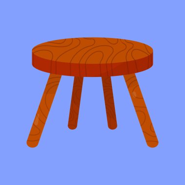 Tahta yuvarlak sandalye ikon vektörü. Ahşap mobilya illüstrasyon sandalye çizgi filmi