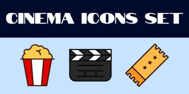 Film Cinema Icons Set Vector. Film Cinema Line Icons illustration. Movie Cinema. clipart