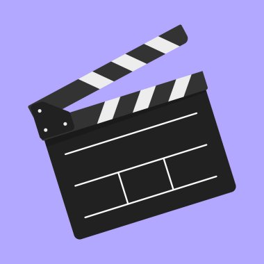 Film yapımcısının klapa vektör simgesi. Hollywood Film alkışlama tahtası illüstrasyonu. film tebeşir alkış tahtası