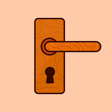 Tahta kapı ikon vektörü. Ahşap kapı kilidi çizimi. Kapı kilidi vektör kapısı özel güvenlik kilidi