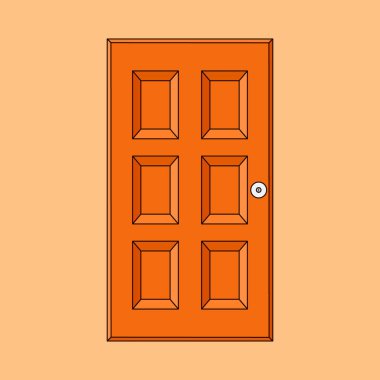 Tahta kapı ikon vektörü. Ev kapısı illüstrasyonu. ahşap kapı simgesi