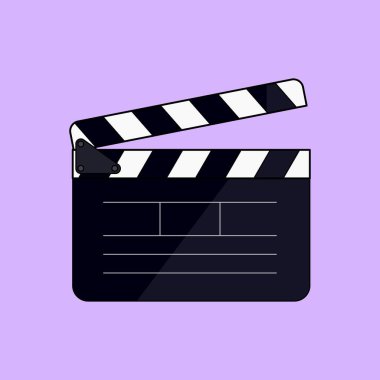Film yapımcısının klapa vektör simgesi. Hollywood Film alkışlama tahtası illüstrasyonu. film tebeşir alkış tahtası
