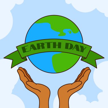 Mutlu Dünya Günü Kart Vektörü İllüstrasyonu Dünya Günü Poster Vektörü Konsepti 22 Nisan Dünya Vektörü Küresel Isınmayı Koru