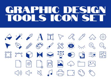 Grafik tasarımı, Sanat, Yaratıcılık ve grafik tasarım Vektörü Simgelerinin ince çizgi simgeleri kümesi