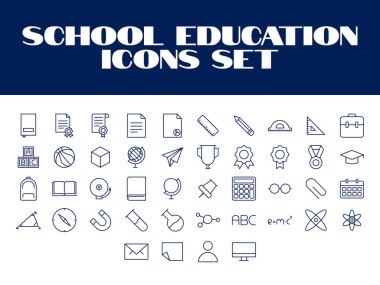 Okul Simgeleri Vektör İllüstrasyon Eğitim ikonu Öğrenci vektörünü Ayarladı