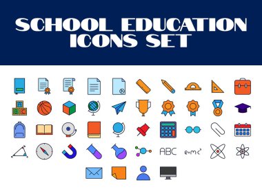 Okul Simgeleri Vektör İllüstrasyon Eğitim ikonu Öğrenci vektörünü Ayarladı