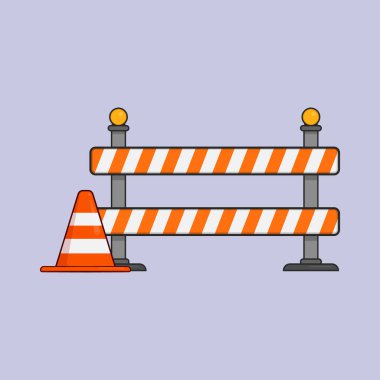 Düz İnşaat Bariyeri Vektör Resimli Turuncu Bariyer Tıkanıklığı