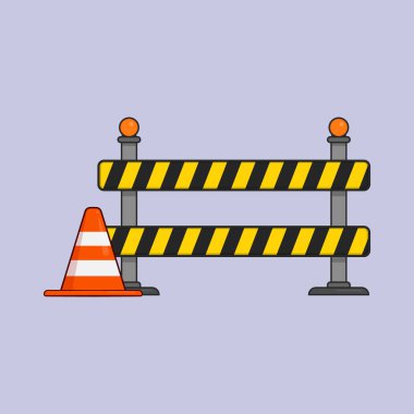 Düz İnşaat Bariyeri Vektör Resimleri Sarı Bariyer Tıkanıklığı