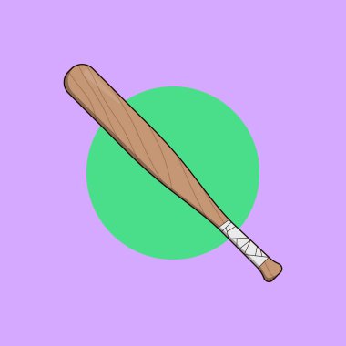 Tahta beyzbol sopası ikon vektörü. Beyzbol sopası illüstrasyonu. Amerikan Beyzbol Vektörü