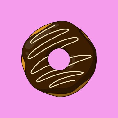 Çikolatalı Donut ikon vektörü. Çörek taşıyıcısı. Lezzetli çörek çizimi