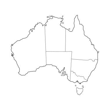 Avustralya Vektör İllüstrasyon Simgesi Çizgi Haritası Avustralya Haritası