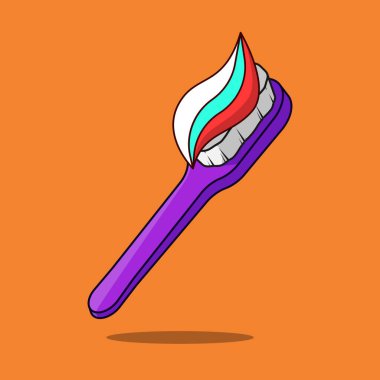 Diş fırçası ikon vektörü. Diş fırçası ve diş macunu vektör çizimi. diş sağlığı vektörü fırçası