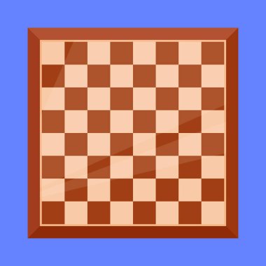 Satranç tahtası vektör simgesi. Tahta satranç tahtası çizimi. Satranç tahtası oyun simgesi