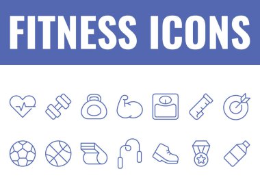 Fitness Simgeleri vektör ayarladı. Sağlık Sağlığı GYM simge vektörü