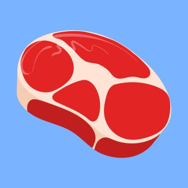 Çiğ Et Çizim Vektörü. Çiğ biftek vektörü ikon. sığır eti resimleme simgesi