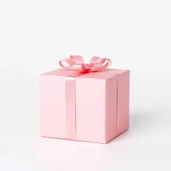 pembe kurdele yay ile pembe hediye kutusu.