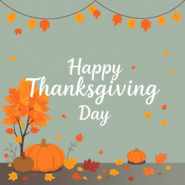 Şükran günün kutlu olsun. Sonbahar balkabaklarıyla dolu tebrik kartı