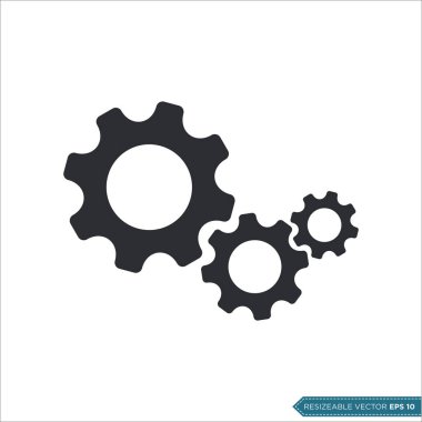 Gear Simgesi Vektör Şablonu, Düz Tasarım Mühendislik Çarkları Çizim Tasarımı